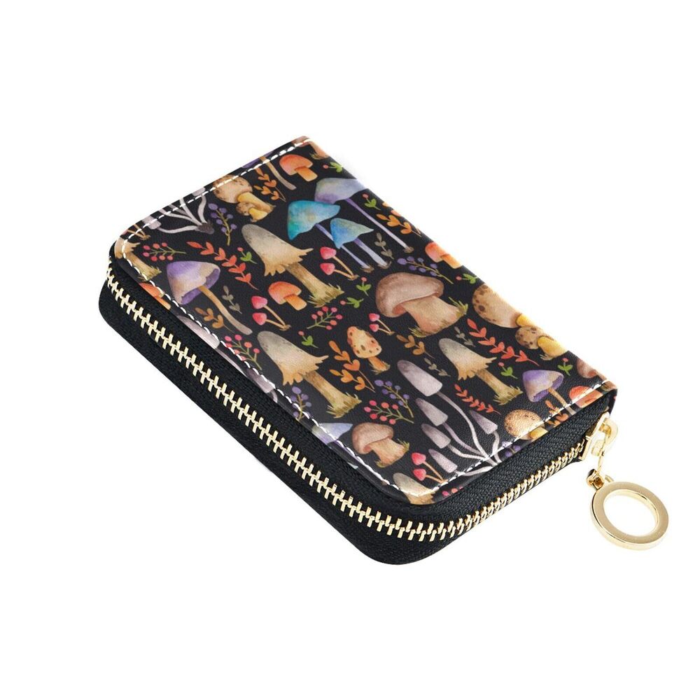 7052 Mushroom RFID Credit Card Holder Wallets Accordion Leather Zipper Card